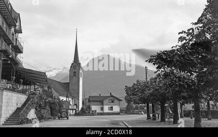 Une photographie vintage en noir et blanc des années 1920 du village de Heiden en Suisse. Banque D'Images