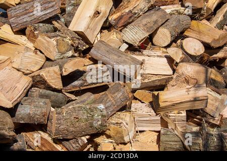 Pile de bois de chauffage haché, gros plan Banque D'Images