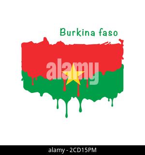 Drapeau du Burkina faso peint, gouttes de peinture de drapeau. Illustration vectorielle de stock isolée sur fond blanc Illustration de Vecteur