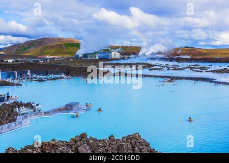 Reykjavik, Islande. Le spa géothermique Blue Lagoon. Banque D'Images