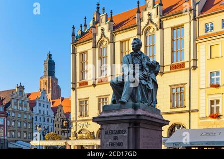 Monument Aleksander Fredro ; Wroclaw, Silésie, Pologne Banque D'Images