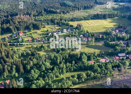 Sorge, Allemagne. 12 juillet 2020. Vue depuis un ballon d'air chaud jusqu'à la station dans les montagnes Harz. Credit: Stephan Schulz/dpa-Zentralbild/ZB/dpa/Alay Live News Banque D'Images