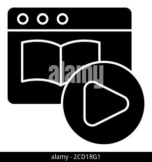 Didacticiel vidéo icône de glyphe d'éducation en ligne Banque D'Images