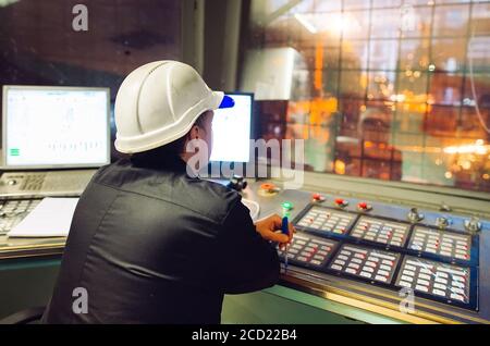 Panneau de contrôle. Usine de production d'acier. Banque D'Images