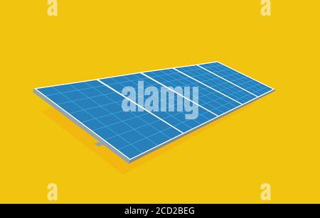 Panneau solaire à conception plate isolé sur fond jaune - Solar Energy Equipment concept image. Banque D'Images