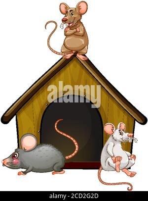 Groupe de mignons chemisiers avec petite maison isolée sur fond blanc illustration Illustration de Vecteur