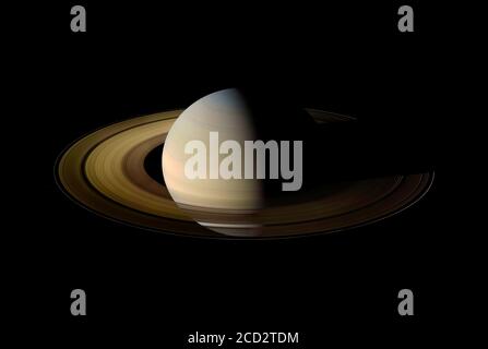 SATURNE, SYSTÈME SOLAIRE - 12 août 2009 - la mission Cassini-Huygens a produit de nombreuses images spectaculaires de la planète Saturne y compris ce mosiac fr Banque D'Images