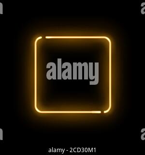Abstrait doré néon carré lumineux sur fond noir Illustration de Vecteur