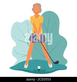 Joueur de golf qui frappe le ballon sur le terrain, les loisirs ou le sport Illustration de Vecteur