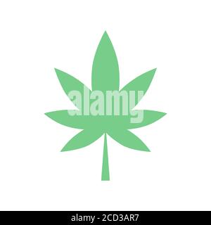 Icône de feuille de marijuana. Design plat et vert. Illustration de Vecteur