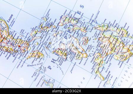 Carte géographique des Philippines avec des villes importantes Banque D'Images