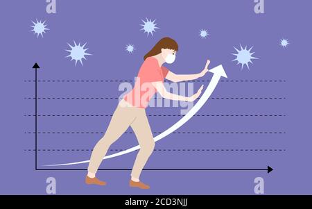 Aplatir la courbe, distanciation sociale, quarantaine, coronavirus Illustration de Vecteur