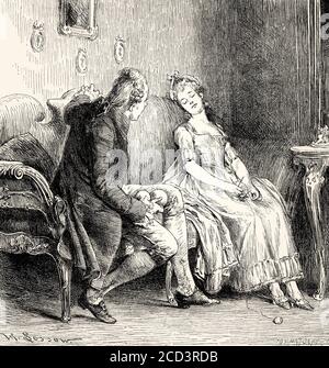 Scène de LA VISITE, Der Besuch, poème de Johann Wolfgang von Goethe Banque D'Images