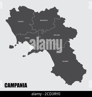 Carte de la région de Campanie Illustration de Vecteur