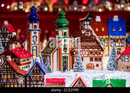 Nuremberg, célèbre marché de Noël Christkindlesmarkt, foire d'hiver en Bavière, Allemagne Banque D'Images