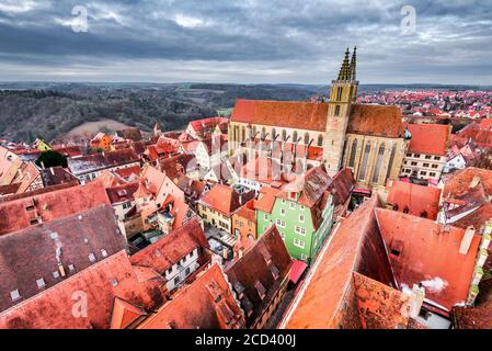 Rothenburg ob der Tauber cité médiévale de Franconie, Bavière en Allemagne. Banque D'Images