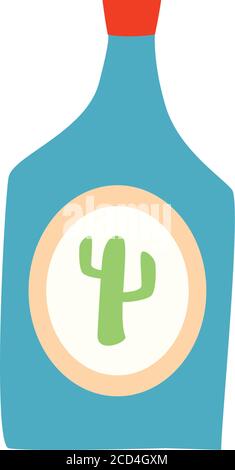 Bouteille de tequila mexicaine forme libre style Icon design, Mexique culture tourisme repère latin et thème de partie illustration vectorielle Illustration de Vecteur