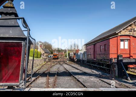 Mémoires de voyage en train (chemin de fer Beamish)Co Durham Banque D'Images