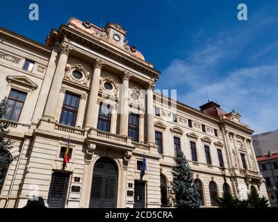 Extérieur du bâtiment de la Banque nationale de Roumanie, Strada Lipscani, Bucarest, Roumanie Banque D'Images