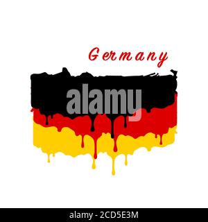 Peint drapeau de l'Allemagne, drapeau de l'Allemagne gouttes de peinture. Illustration vectorielle de stock isolée sur fond blanc Illustration de Vecteur