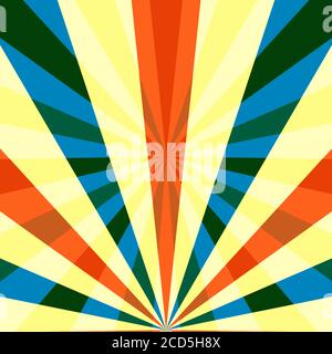 Motif graphique de fond carré à rayures radiales en désordre psychédélique palette de couleurs chaotique Banque D'Images