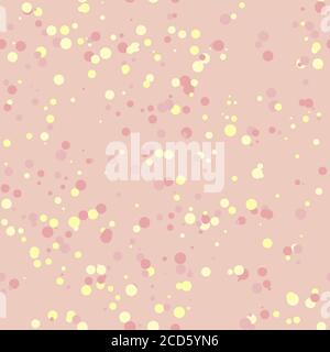 Motif sans couture en confettis multicolores. Cercles colorés sur fond rose. Vecteur EPS10. Banque D'Images