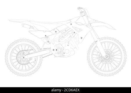 Contour d'une moto sportive à partir de lignes noires sur fond blanc. Vue latérale. Illustration vectorielle Illustration de Vecteur