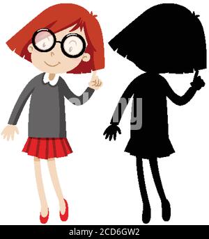 Jolie petite fille avec son illustration de silhouette Illustration de Vecteur