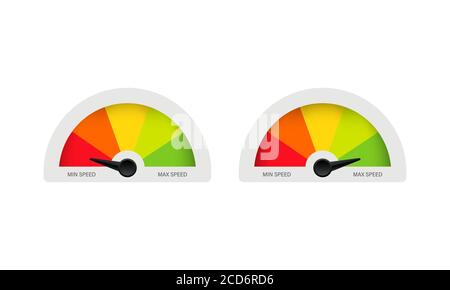Icône du compteur de vitesse. Vitesse min. Et max. Vecteur sur fond blanc isolé. SPE 10 Illustration de Vecteur