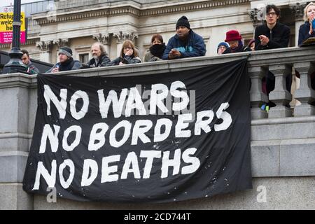 Pro Refugee Demo, Trafalgar Square, Londres, Royaume-Uni. 19 mars 2016 Banque D'Images