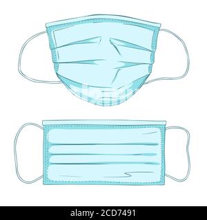 Masque chirurgical, médical pour le visage qui protège les maladies aéroportées, les virus. Coronavirus. Défense contre la pollution de l'air. Illustration vectorielle Illustration de Vecteur