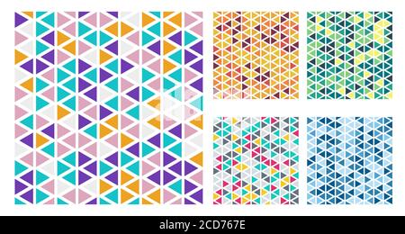 Ensemble de triangles de couleur vive motif simple sur fond blanc. Illustration vectorielle Illustration de Vecteur