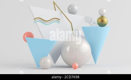 Rendu 3d d'arrière-plan des formes géométriques abstraites Banque D'Images