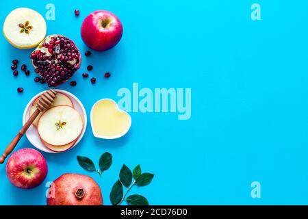 Rosh hashanah concept de la nouvelle année juive. Cuisine traditionnelle avec pomme et miel Banque D'Images