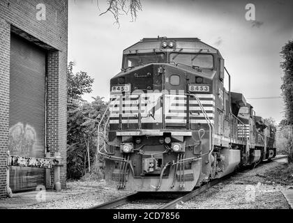 Raleigh North Carolina USA juillet 19 2014 Norfolk Southern train Cour Banque D'Images