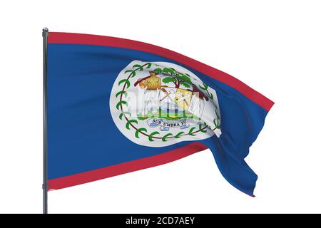 Illustration 3D. Drapeaux du monde - drapeau du Belize. Isolé sur fond blanc. Banque D'Images