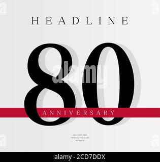 Modèle de bannière du 80e anniversaire, modèle de couverture de journal, édition du vingtième anniversaire, affiche d'anniversaire d'affaires, illustration vectorielle Illustration de Vecteur
