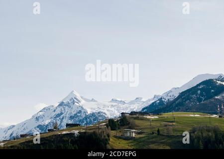 Vue sur la station de ski de Kitzsteinhorn en Autriche Banque D'Images