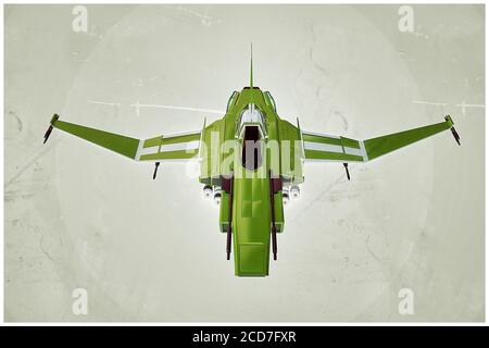 3d illustration d'un vaisseau spatial fighter isolé sur fond blanc Banque D'Images