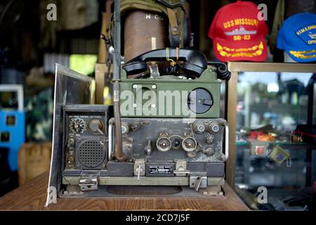 Willy's Jeep, WW2, téléphone sur le terrain, équipement radio, Armée américaine Banque D'Images