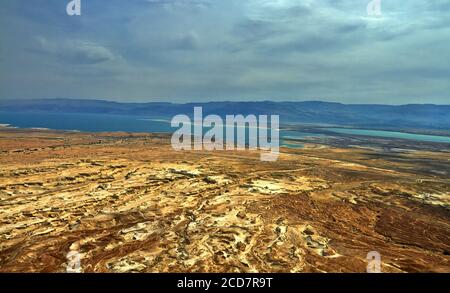Photo de la mer Morte depuis Masada, Israël Banque D'Images