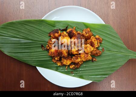 Rôti de ghee Kundapur ou Malabar Paneer, de style mangalorean, cuisine traditionnelle du sud de l'Inde, fromage cottage rôti au beurre et aux épices Banque D'Images