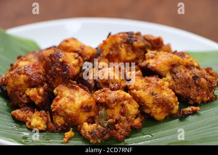 Rôti de ghee Kundapur ou Malabar Paneer, de style mangalorean, cuisine traditionnelle du sud de l'Inde, fromage cottage rôti au beurre et aux épices Banque D'Images