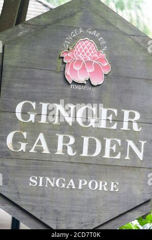 PANNEAU JARDIN DE GINGEMBRE, JARDINS BOTANIQUES, SINGAPOUR Banque D'Images