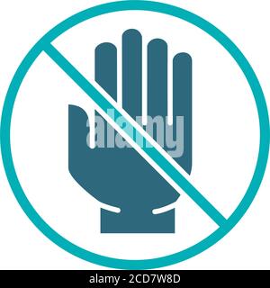 Main humaine avec symbole d'interdiction coloré. Pas de contact, protection hygiénique, symbole mains sales Illustration de Vecteur
