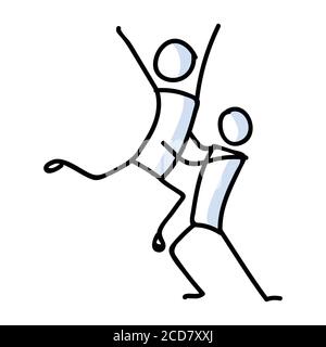 Dessin à la main gay hommes levage stickman ballet danseur concept. Contour simple deux mâles ballerina couple doodle icône clipart. Pour le studio de danse lgbtq ou fierté Illustration de Vecteur