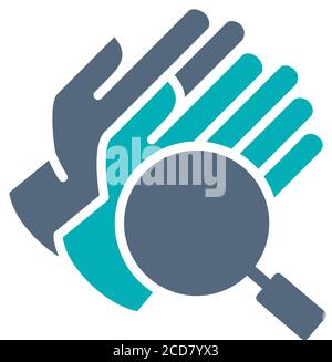 Gants médicaux avec loupe icône colorée. Recherche de protection, symbole de prévention des épidémies Illustration de Vecteur