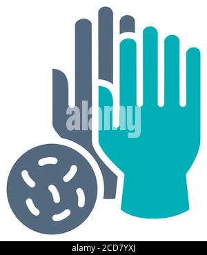 Gants médicaux avec icône de couleur bactérienne. Protection des mains, symbole de mesures de précaution Illustration de Vecteur
