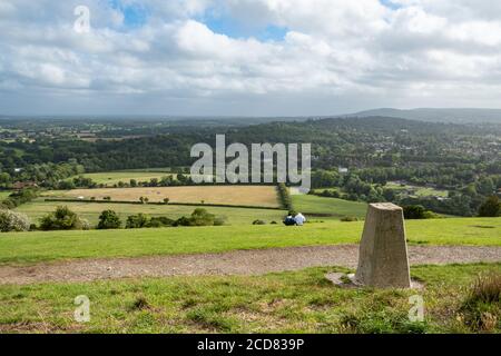 Vue sur le paysage de Surrey Hills depuis le point de vue de Box Hill dans North Downs, Surrey paysage, Royaume-Uni Banque D'Images