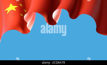 Drapeau chinois sur le ciel bleu pour le design de la bannière. La Chine agite un drapeau national isolé sur fond bleu. Design patriotique festif. Vacances chinoises. 3 Banque D'Images